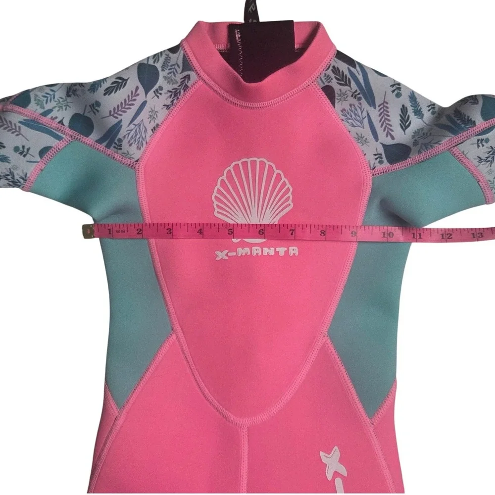 Dive & Sail X-Manta Kids Wetsuit Pink Teal Neoprene Full Body Swim Suit Size S
